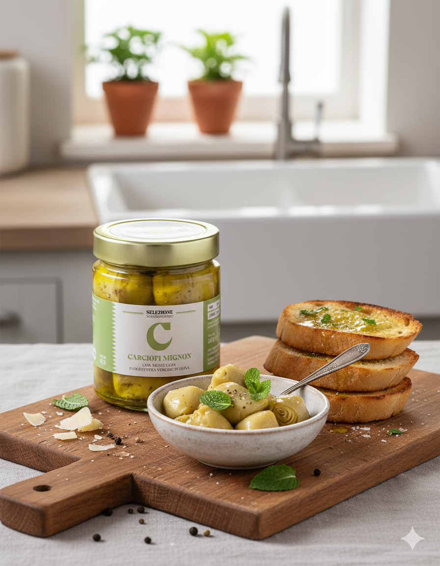 CARCIOFI MIGNON CON MENTUCCIA in olio extra vergine di oliva 280g Selezione Mastrototaro