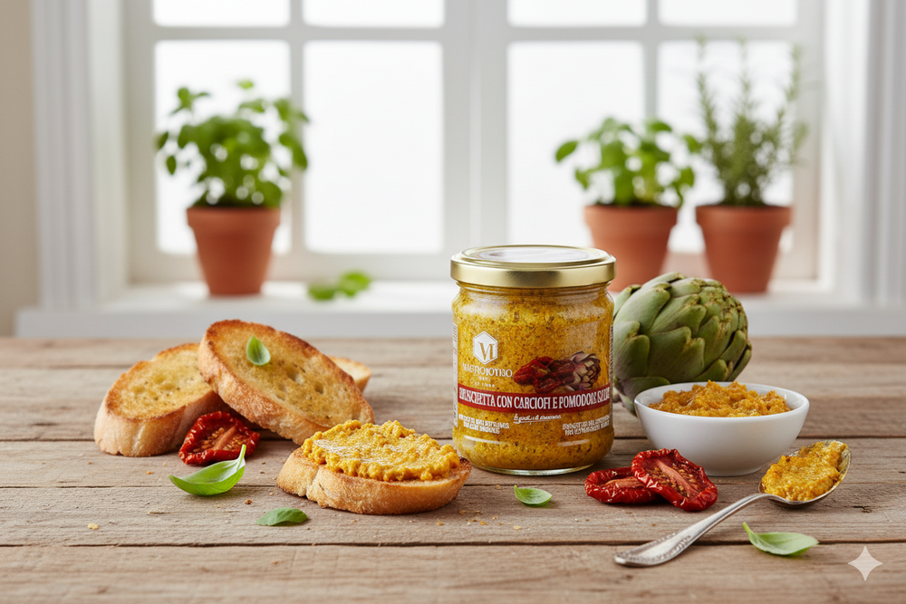 BRUSCHETTA CON CARCIOFI E POMODORI SECCHI 180g