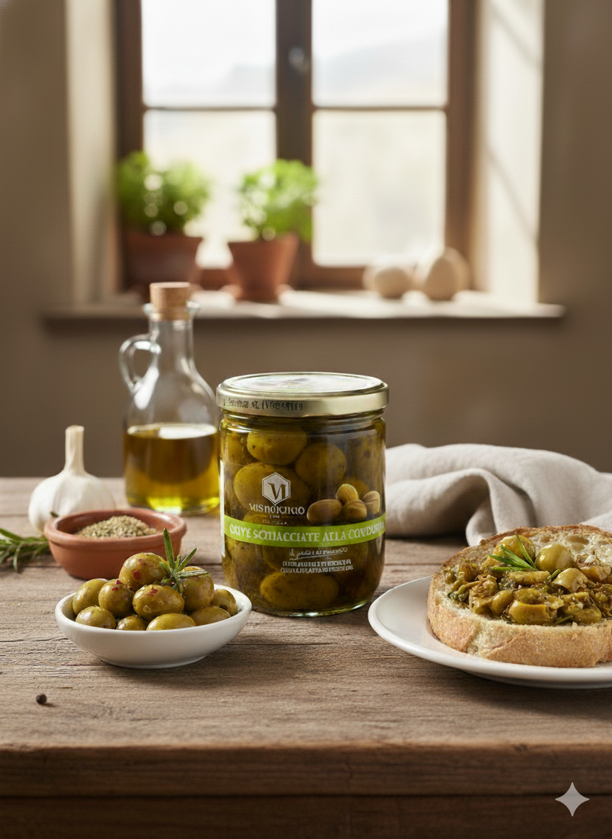 OLIVE SCHIACCIATE ALLA CONTADINA 410g
