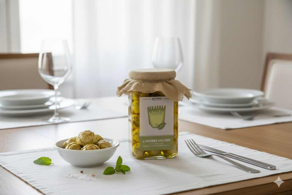 CARCIOFI MIGNON CON MENTUCCIA in olio extra vergine di oliva 1500g Selezione Mastrototaro