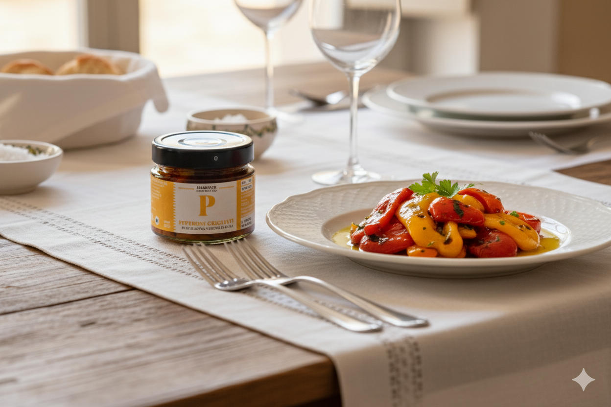 GRILLED PEPPERS IN EXTRA VIRGIN OLIVE OIL 180g MASTROTOTARO SELECTION